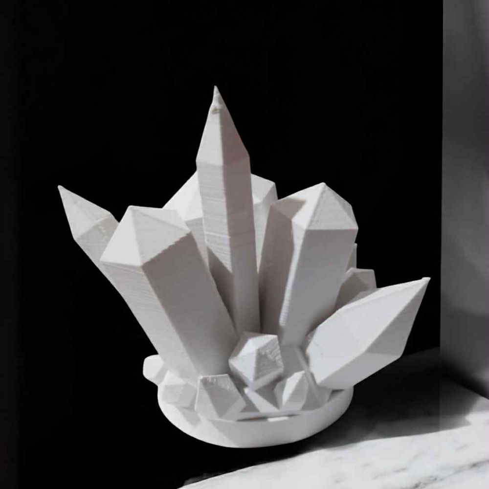 3D Printed Elegant White Crystal Sculpture
